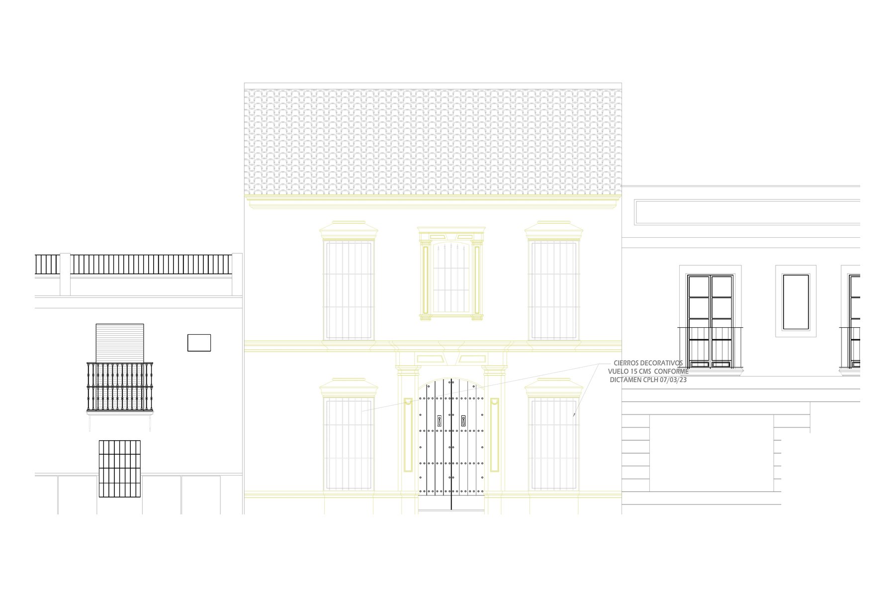 Vivienda unifamiliar entremedianeras en Marchena — alzado a calle Méndez Núñez