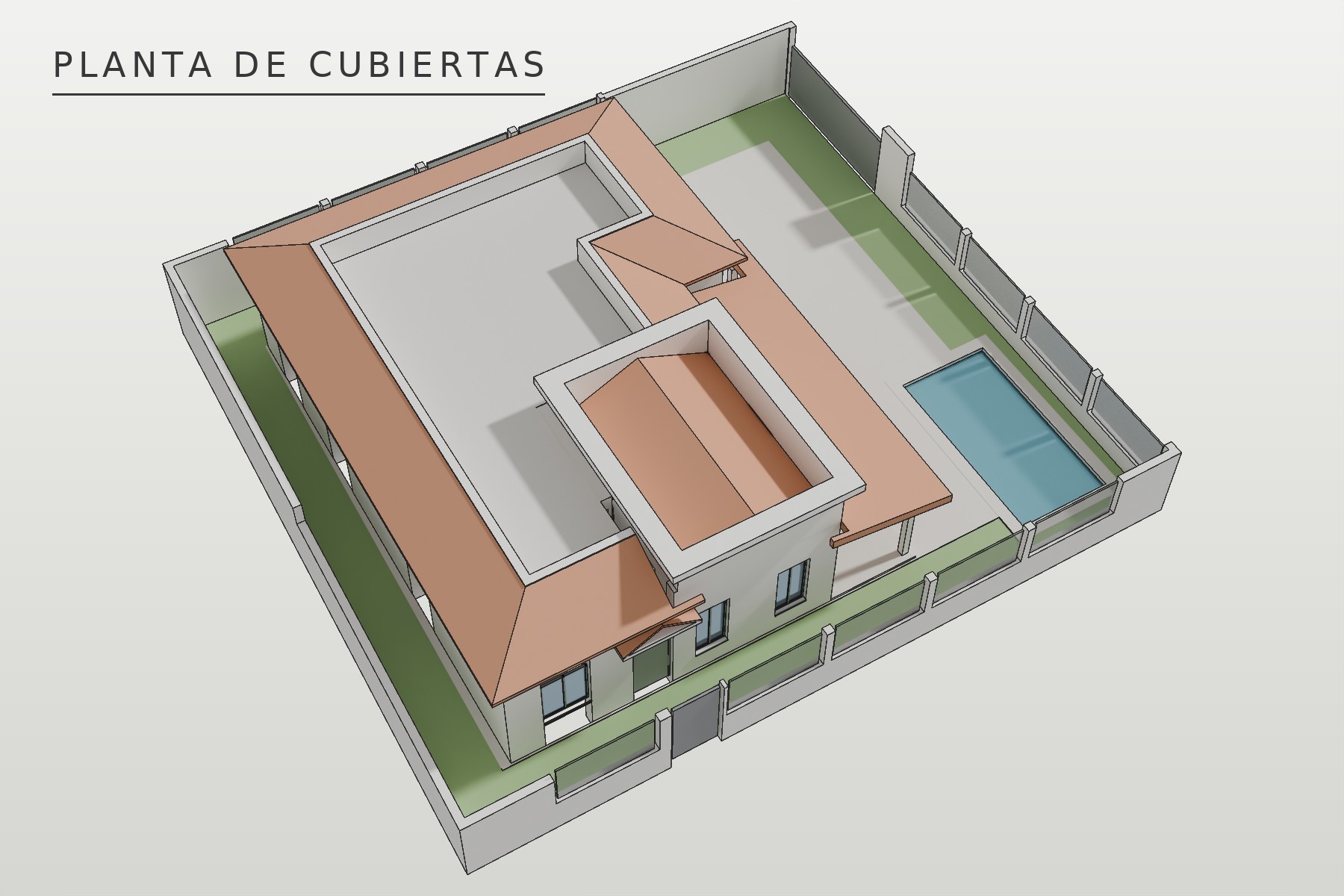 Madrid 37, Marchena: axonometría de cubiertas