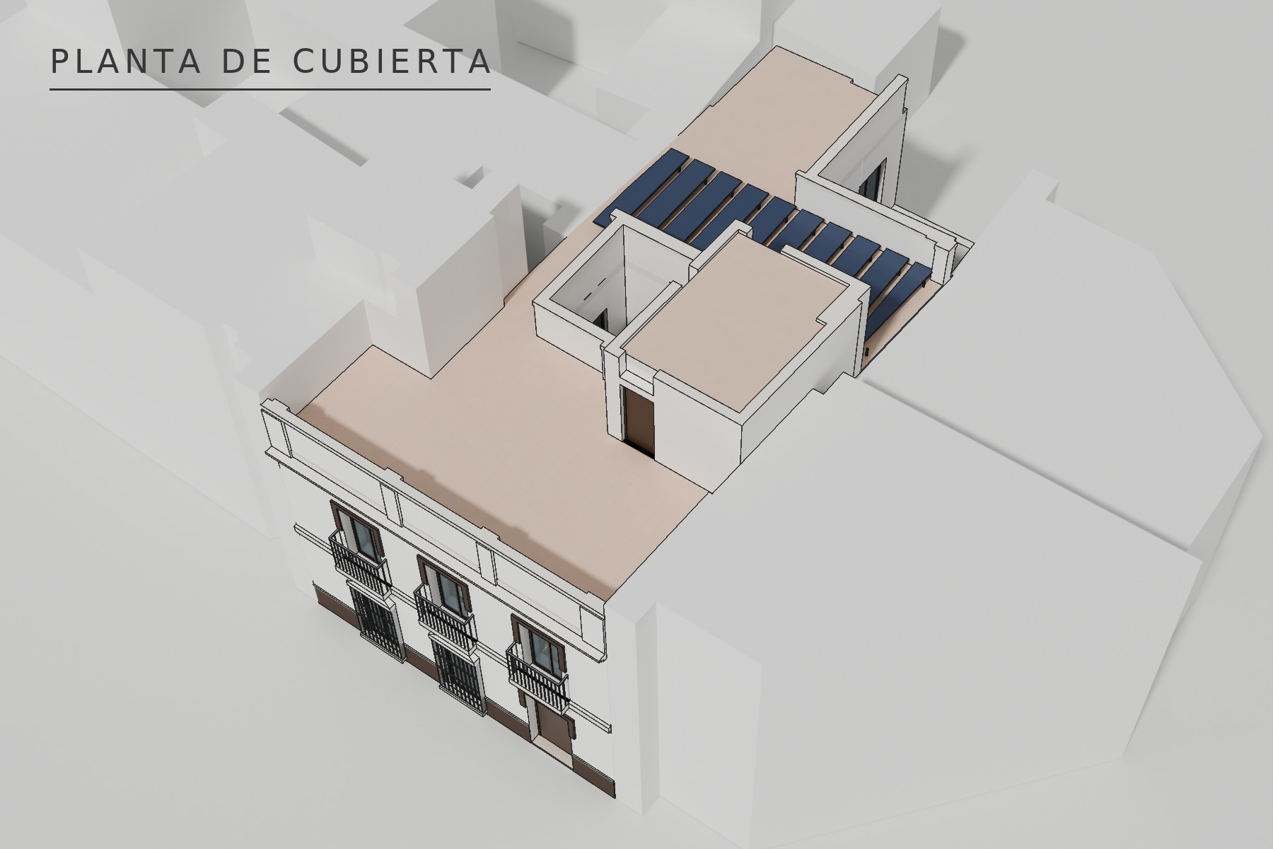 Las Torres 15, Marchena: axonometría de cubierta
