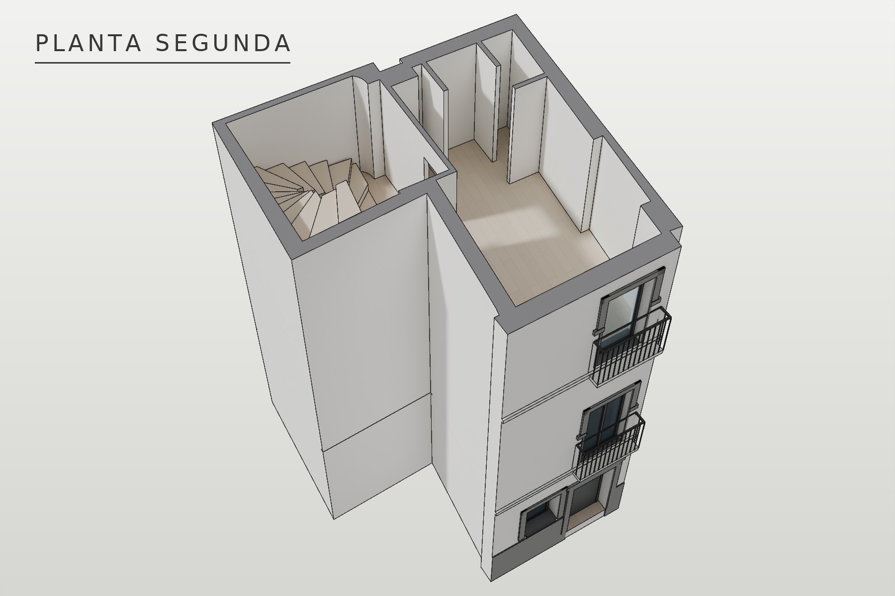 López de Arenas 3, Sevilla: axonometría de la planta segunda