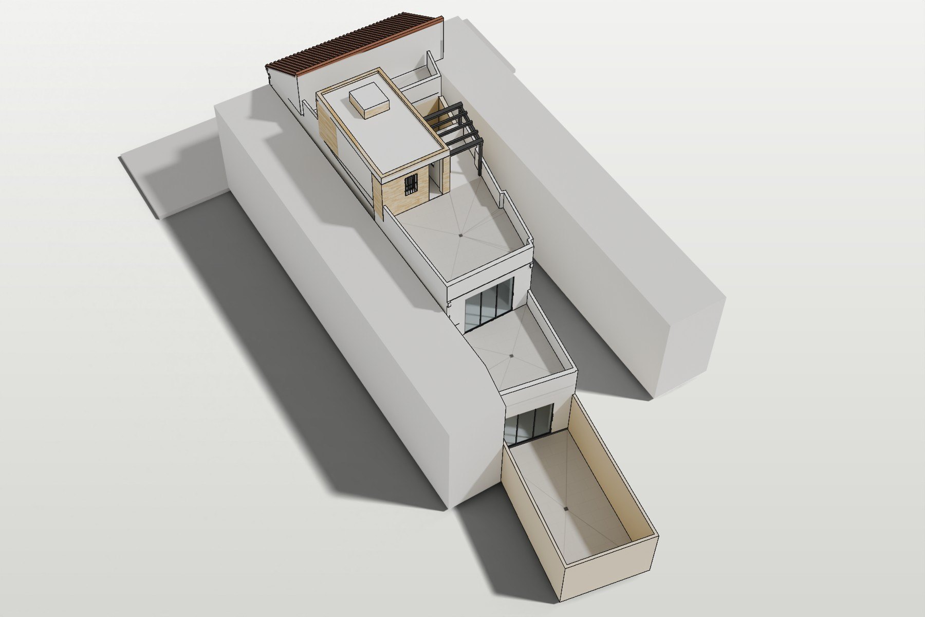 Vivienda unifamiliar entremedianeras en Marchena — planta de castillete y cubiertas