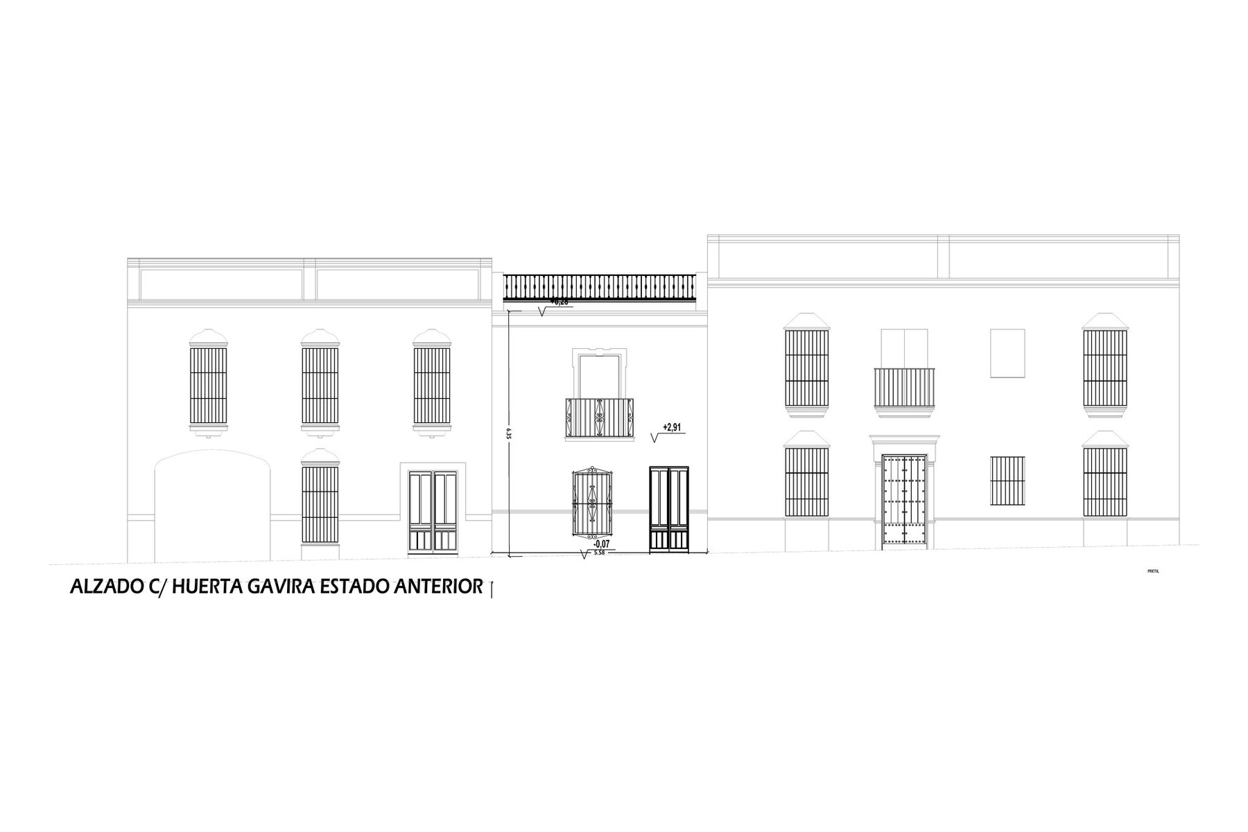 VIVIENDA UNIFAMILIAR ENTREMEDIANERAS · Huerta Gavira 8, Marchena (Sevilla) — alzado a calle Huerta Gavira, estado anterior
