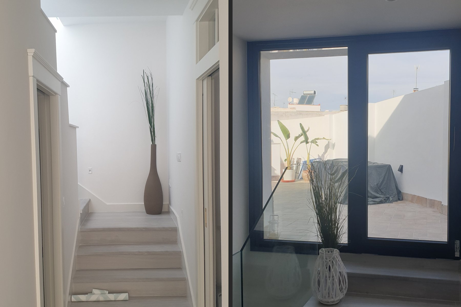 REFORMA Y AMPLIACIÓN VIVIENDA UNIFAMILIAR ENTREMEDIANERAS · undefined, Marchena (Sevilla) — escalera · planta primera, salida a la azotea