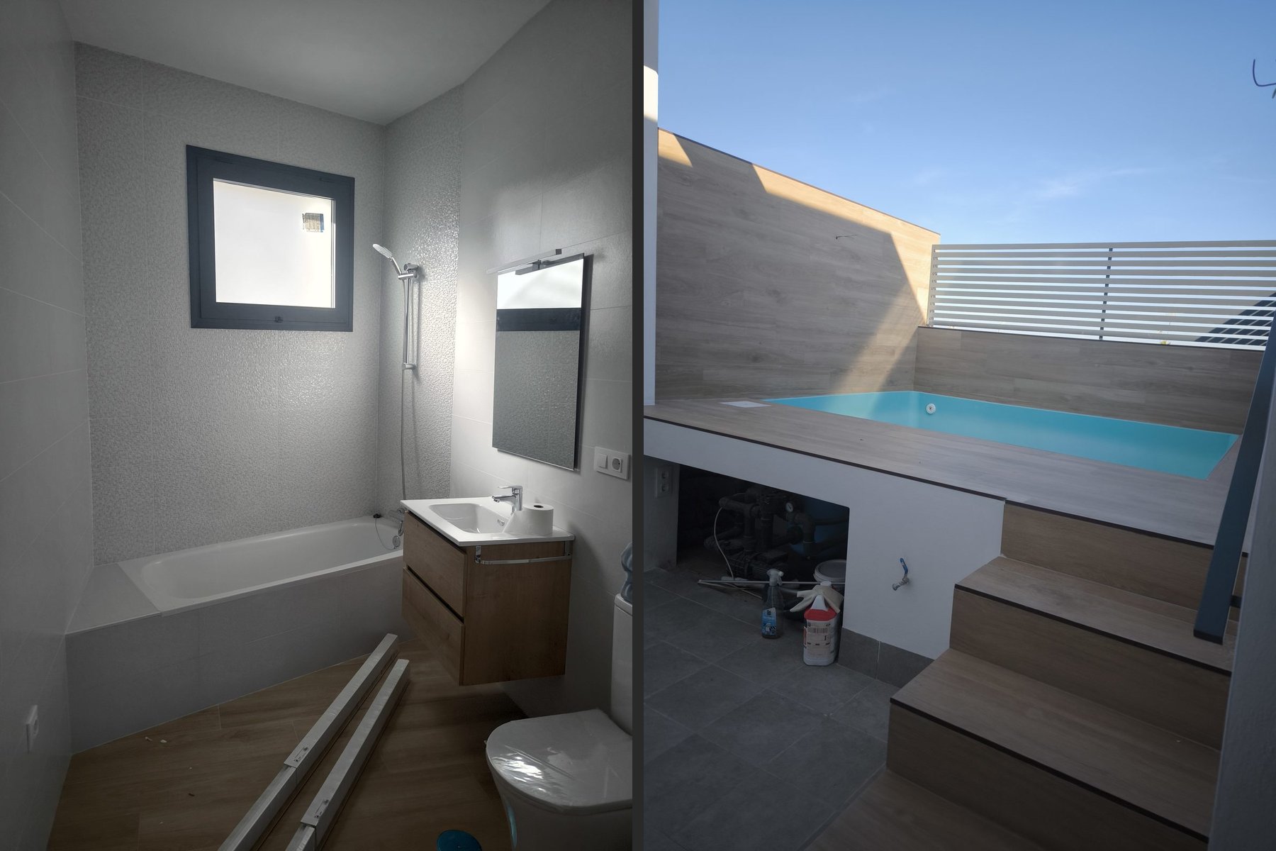 VIVIENDA UNIFAMILIAR ENTREMEDIANERAS · undefined, Marchena (Sevilla) — baño · terraza con piscina