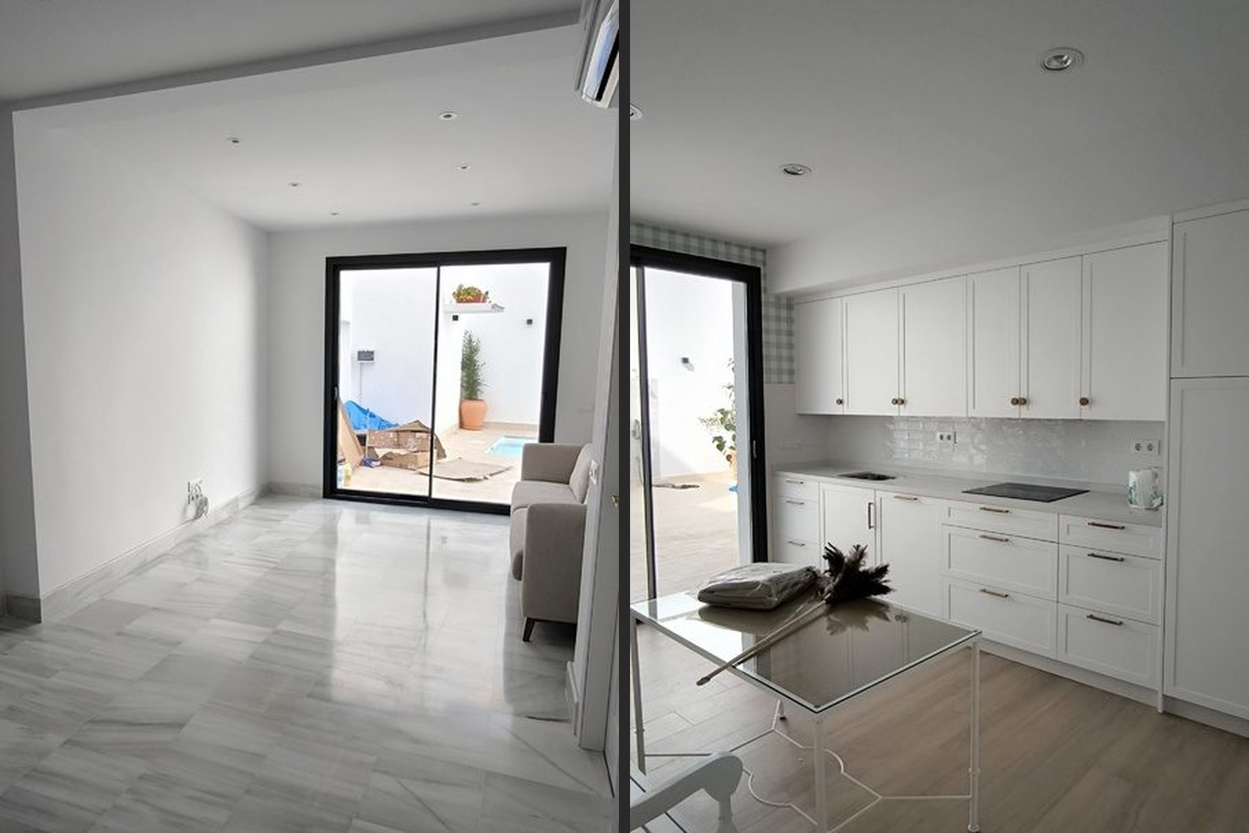 REHABILITACIÓN Y REFORMA VIVIENDA UNIFAMILIAR ENTREMEDIANERAS · Jamalla 4, Marchena (Sevilla) — salón comedor · cocina