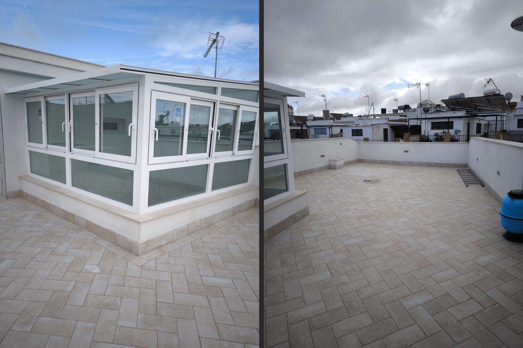 VIVIENDA UNIFAMILIAR ENTREMEDIANERAS · Torno 26, Marchena (Sevilla) — montera del patio central · azotea