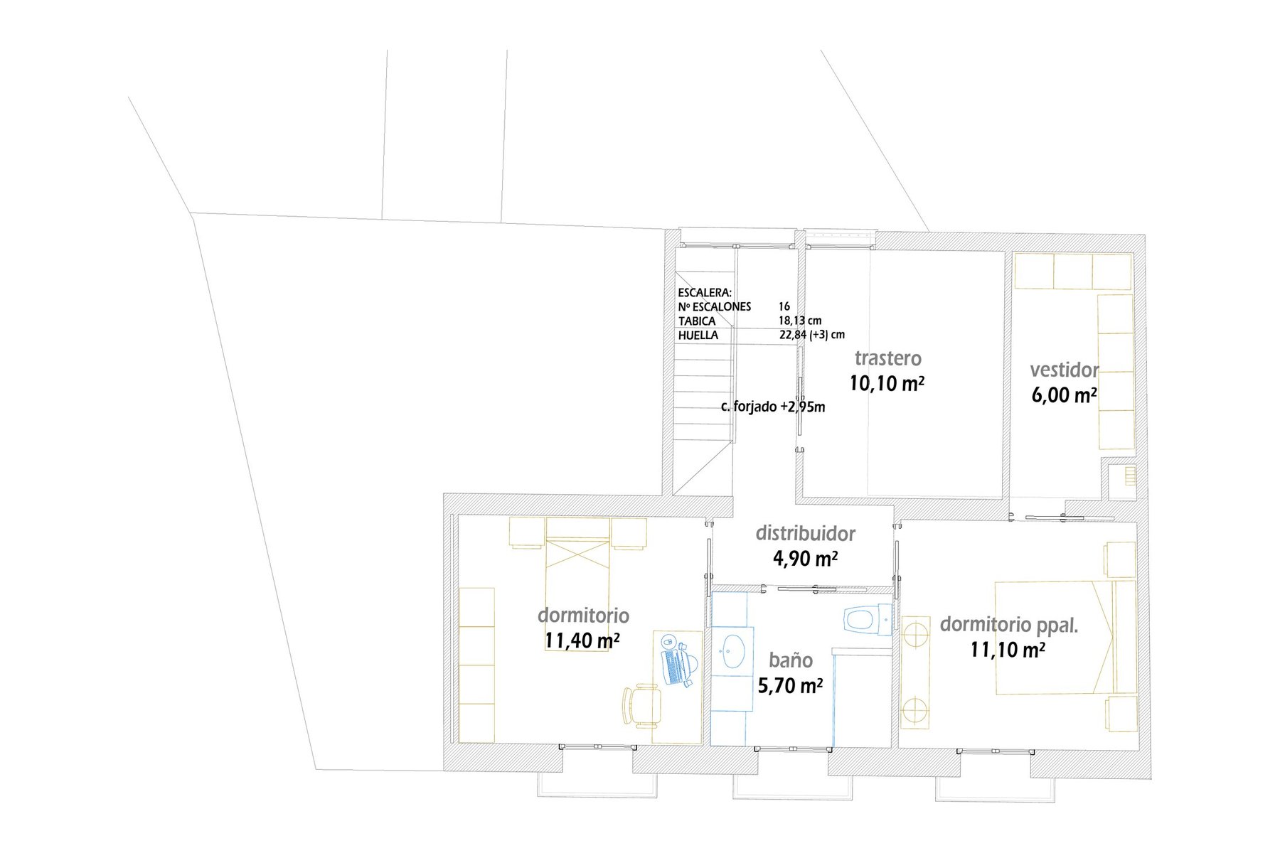 REFORMA Y AMPLIACIÓN VIVIENDA UNIFAMILIAR ENTREMEDIANERAS · undefined, Marchena (Sevilla) — planta primera