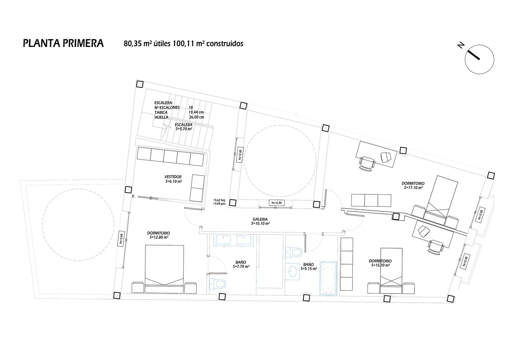 VIVIENDA UNIFAMILIAR ENTREMEDIANERAS · Torno 26, Marchena (Sevilla) — planta primera