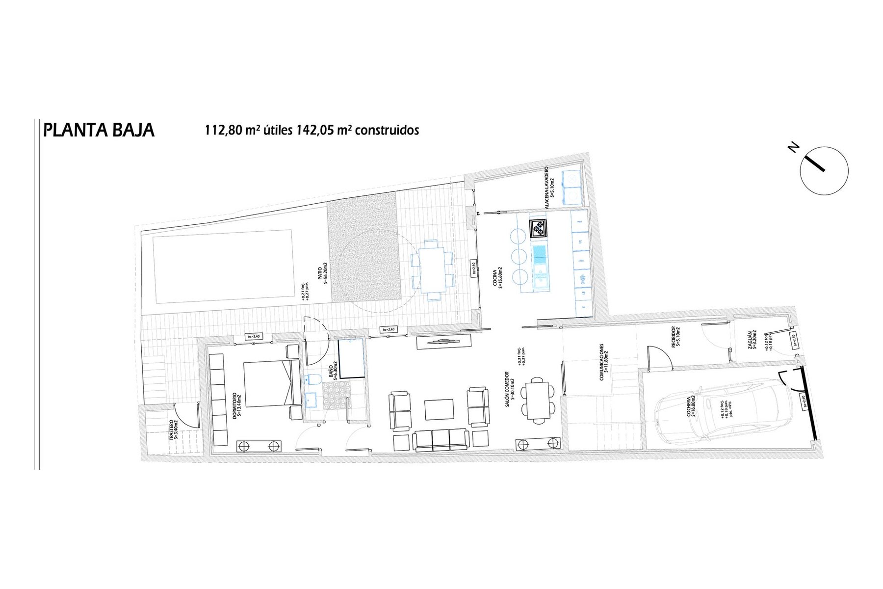 VIVIENDA UNIFAMILIAR ENTREMEDIANERAS · Huerta Gavira 8, Marchena (Sevilla) — planta baja
