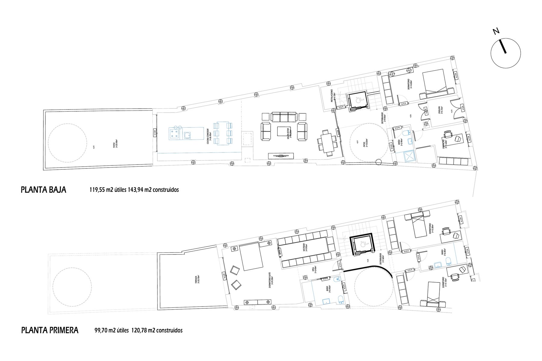 Vivienda unifamiliar entremedianeras en Marchena — plantas baja y primera