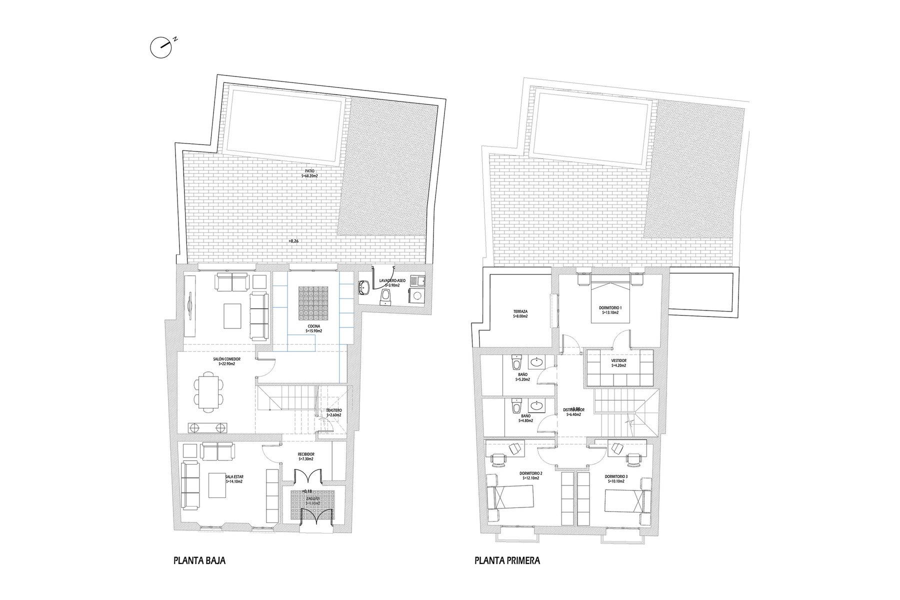 REHABILITACIÓN Y REFORMA VIVIENDA UNIFAMILIAR ENTREMEDIANERAS · Jamalla 4, Marchena (Sevilla) — plantas baja y primera