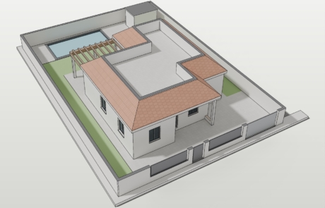 Vivienda unifamiliar exenta en Espartinas: vista aérea desde la calle