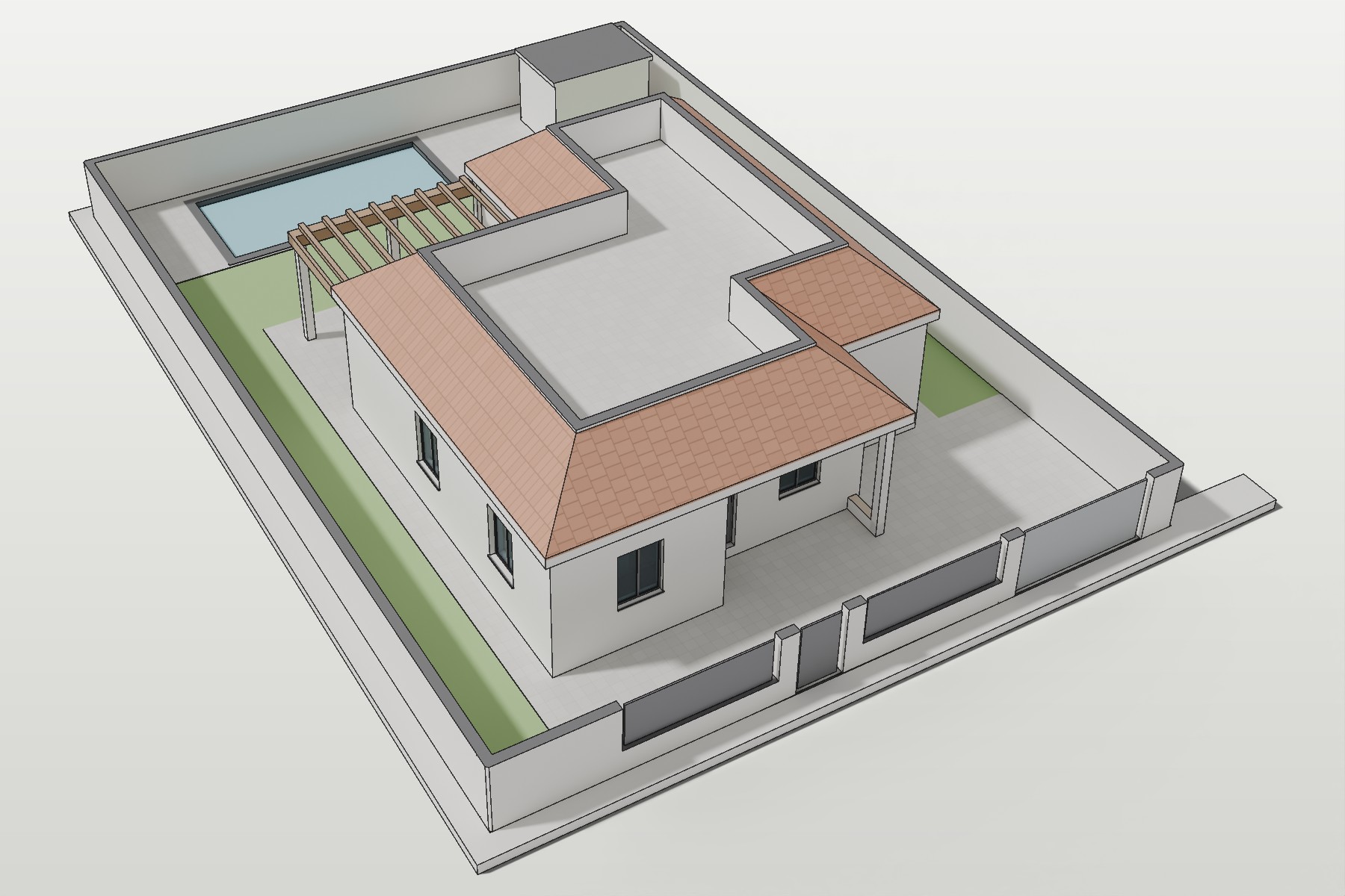 Vivienda unifamiliar exenta en Espartinas: vista aérea desde la calle