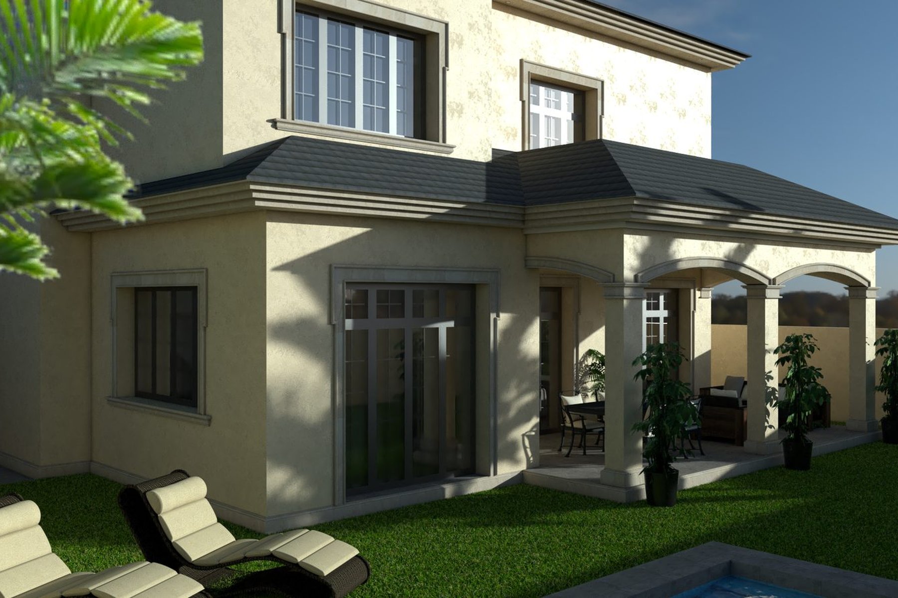 VIVIENDA UNIFAMILIAR AISLADA · undefined, Marchena (Sevilla) — jardín y fachada trasera