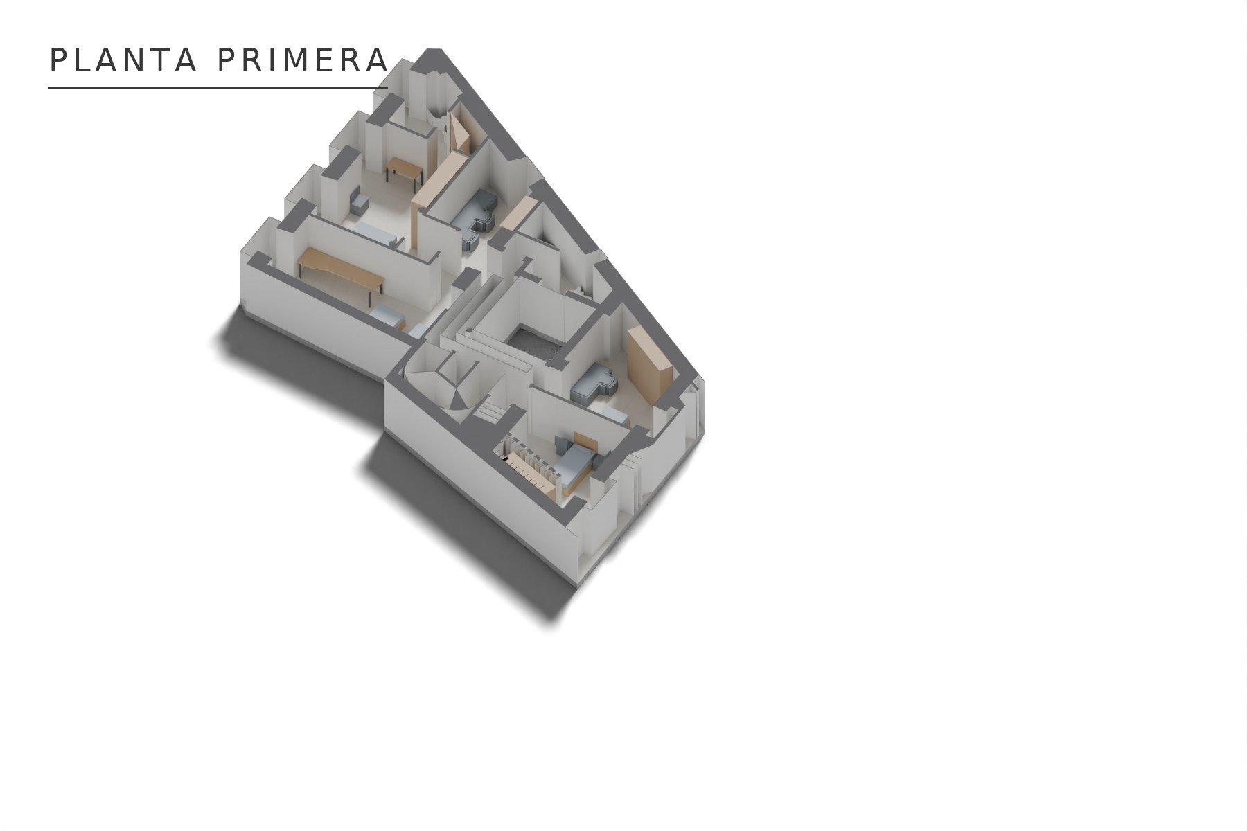 REHABILITACIÓN Y REFORMA VIVIENDA UNIFAMILIAR · undefined, Marchena (Sevilla) — axonometría de planta primera