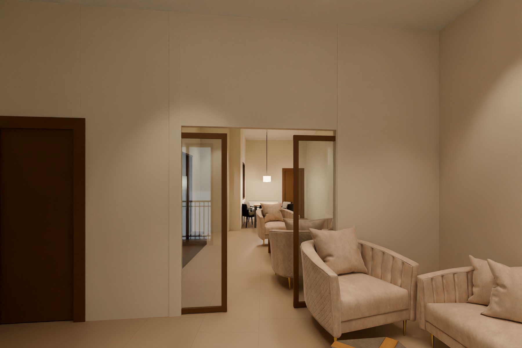 Vivienda plurifamiliar entremedianeras en Marchena — sala de estar y salón-comedor de la vivienda de planta primera