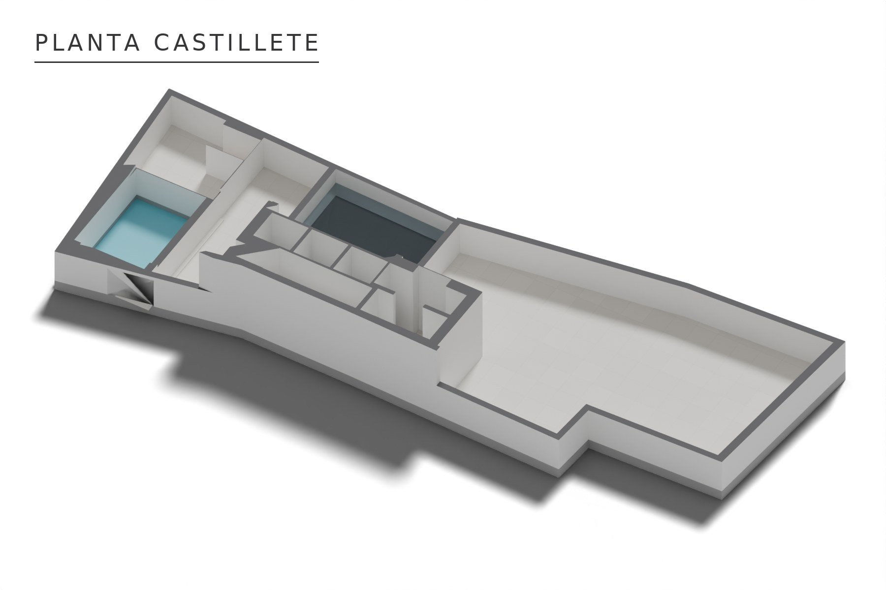 LEGALIZACIÓN, REFORMA Y AMPLIACIÓN VIVIENDA UNIFAMILIAR · undefined, Marchena (Sevilla) — axonometría de planta castillete y azotea